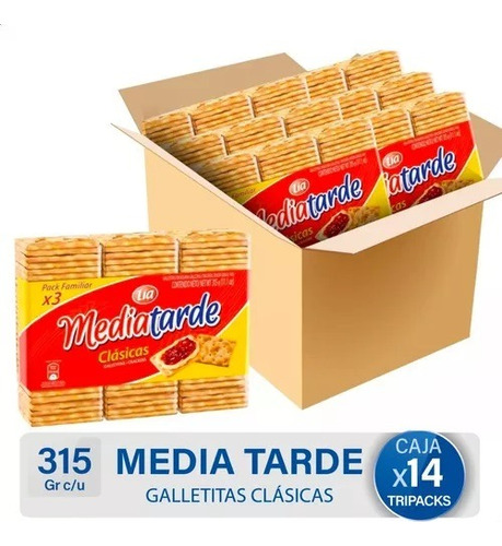 Galletitas Crackers Media Tarde Caja 14 Paquetes X 330 Grs 