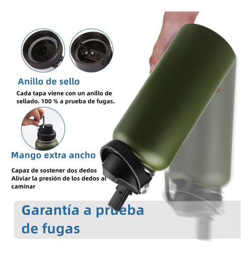 Termo De Acero Inoxidable 32 Oz, Botella De Agua Deportiva