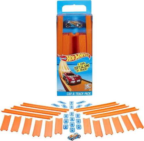 Hot Wheels Track Builder Via Recta Con Coche De 15 Pies  Lo