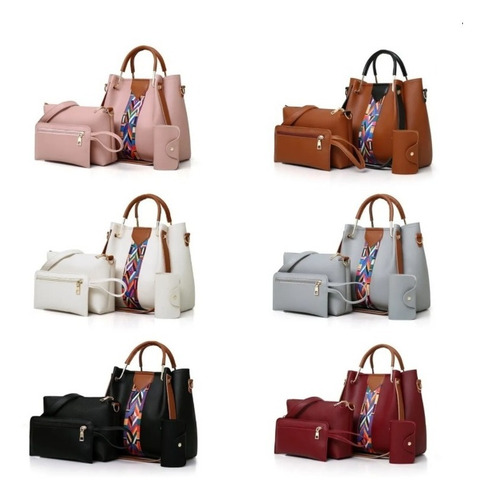 Imagen 8 de 8 de Conjunto De Bolsas Modernas De Ecocuero 4 Piezas