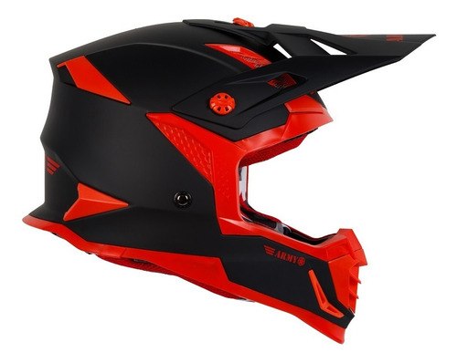 Capacete Trilha Enduro Army Patriot Duo Preto Fosco/vermelho