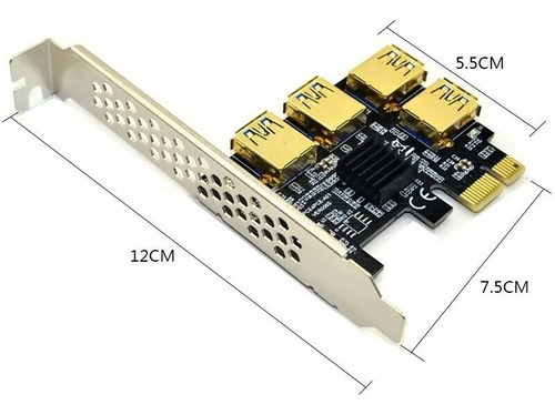 Adaptador Pci-e 1 X A 4 Usb 3.0 Cryptomineria Eth Btca