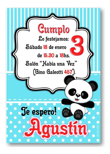 Invitación Digital Personaliz Osito Panda #21 Imprimible Oso