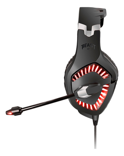 Audifono Gamer Headset Pc Muspell Ultimate Stf 7.1 Digital Color Negro Color de la luz Rojo