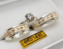 Comprar Alianzas Plata 925 Y Oro 18k Facetadas Casamiento Compromiso