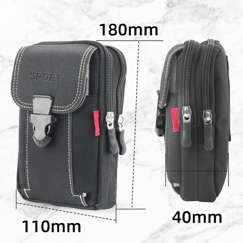 Riñonera Multifuncional Hombre, Bolsillo Para Smartphone Negro Lisa