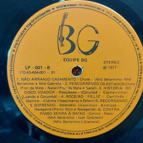 Vinil Lp Equipe Bg Nhó Belarmino E Nhá Gabriela