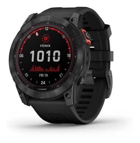 Relógio GPS solar Garmin Fenix 7x (51 mm) Cor da caixa: cor da pulseira preta, cor da moldura preta, cor preta