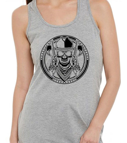 Musculosa Skull With Guns Calavera Con Armas