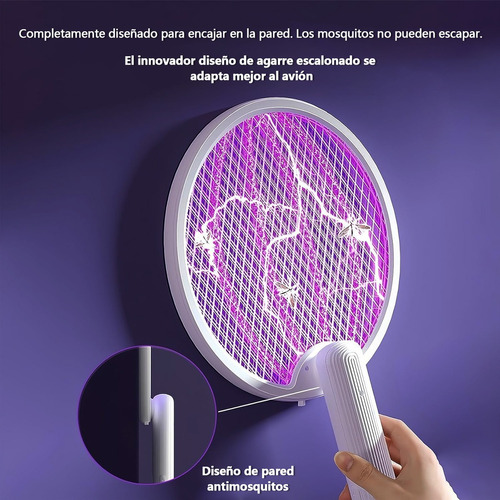 Matamoscas Eléctrico Recargable Y Plegable Con Luz Led