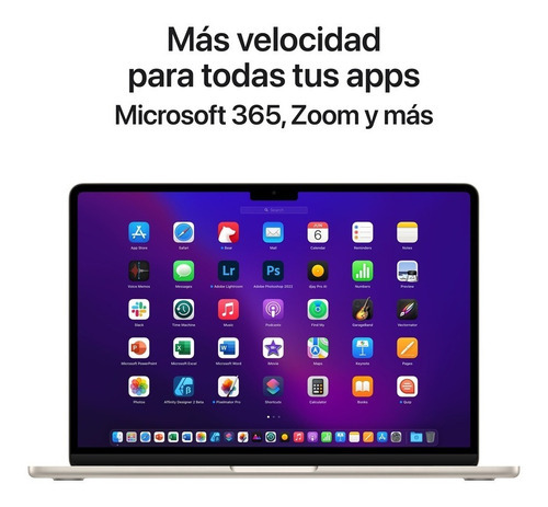 MacBook Air M2 2022 starlight 13.6", Apple M2 8GB de RAM 256GB SSD, Apple M2 10-Core GPU 2560x1664px macOS