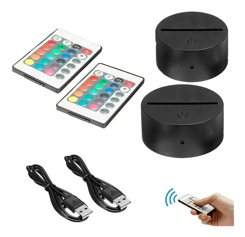 Lámpara Led 3d Rgb Con Control, 3aa O Usb En Caja