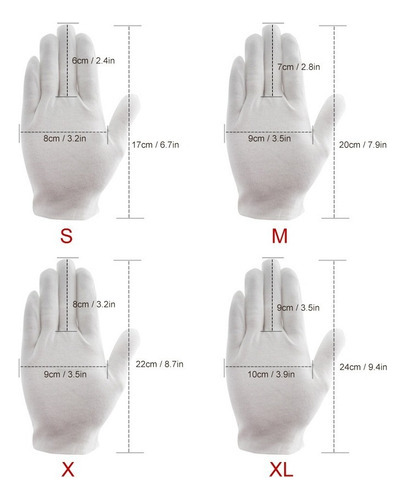 A 12 Pares De Guantes De Algodón Transpirable Suave Y