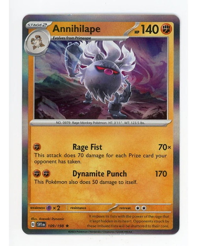 Carta Pokemon Annihilape Original Expansion Scarlet&violet