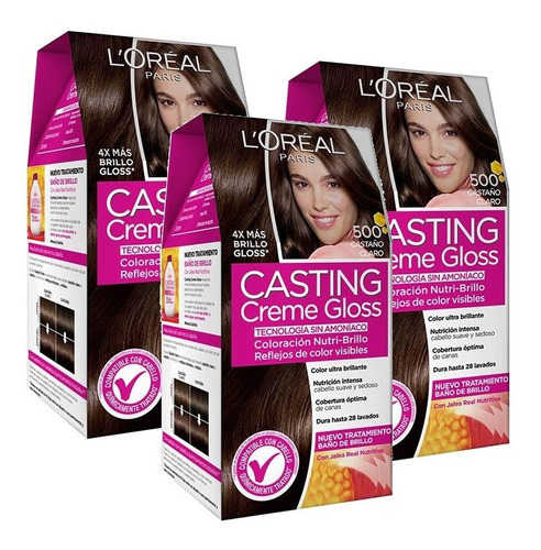 Tintura Coloración Crema Casting Creme Gloss Loreal 3 Kits