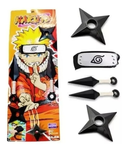 Set Naruto Shippuden Vincha Bandana + Dos Kunai + 2 Shuriken