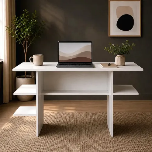 Mesa Para Computador Com Nichos Para Quarto E Estudo Moderno