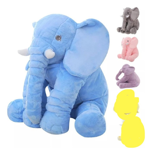 Almohada Peluche Elefante De Apego 60 Centimetros  Celeste