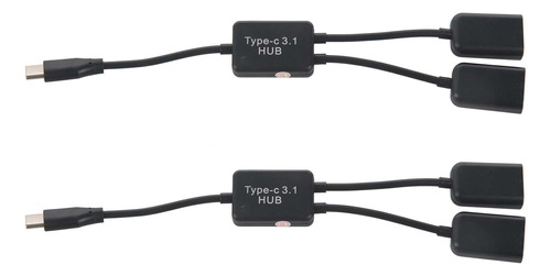 Hub 2x C Otg Usb Macho A Dual 2.0 Hembra Otg Charge 2 Puerto