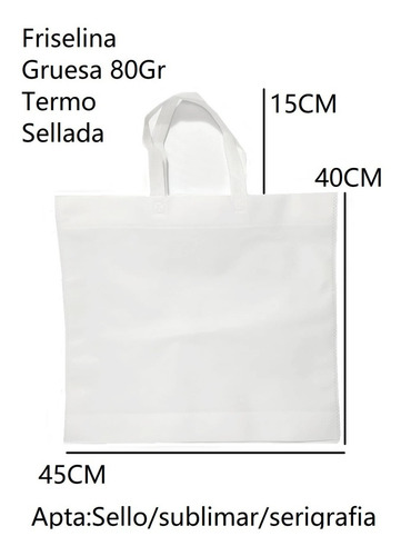 Bolsa Friselina Sublimar 40x45 Blanca X50 Unidades