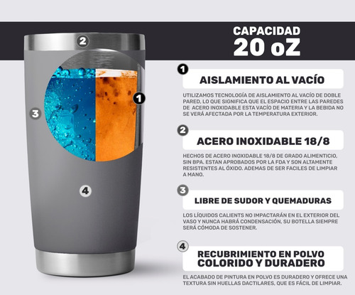 Termo Térmico Para Café De Acero Inoxidable Color Gris