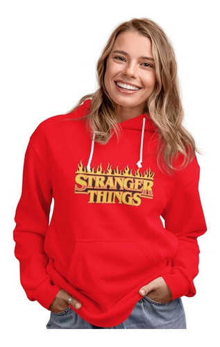 Poleron Strangers Things Hellfire Serie Llama Estampado