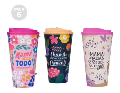 6 Vaso Jarro Termico Taza Café Mama Regalo Día De La Madre