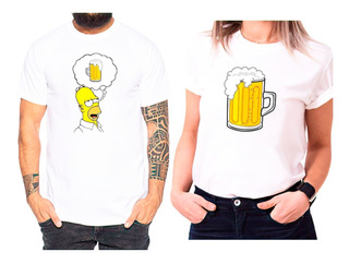 Poleras Duo Parejas Enamorados Homero Pensando En Cerveza 