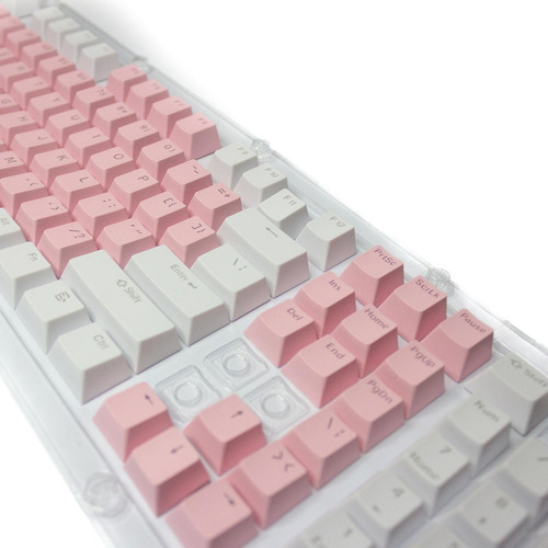 Keycaps Set Color Blanco + Rosado Pastel