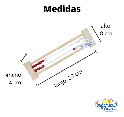Pack 12 Ábaco Rekenrek Madera 2filas Ingeniacrea Matemáticas
