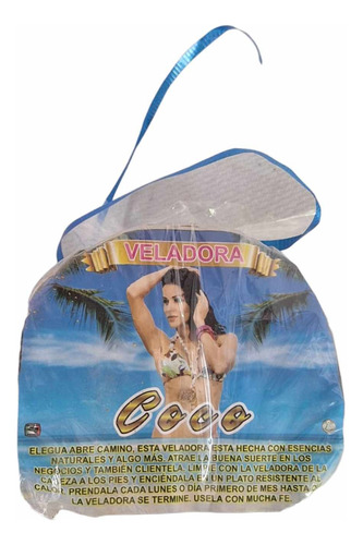 Veladora Aromática Coco Elegua Abre Caminos Triple Mecha + R