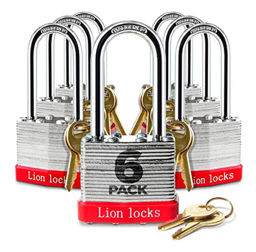 Candados  Lion Locks 6 Con Llaves Iguales Con Grillete De 2