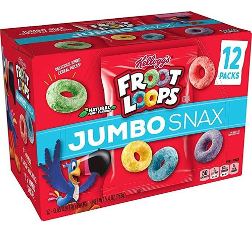         Kellogg&#39;s Froot Loops Jumbo Snax Cereales Snack.