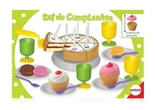 Set Cumpleaños Con Torta Accesorios Encastre Antex Lloretoys