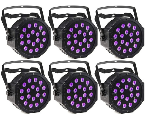 Kit 6 Canhão Refletor Parled 18x3w Uv Luz Negra Neon Festas 110V/220V