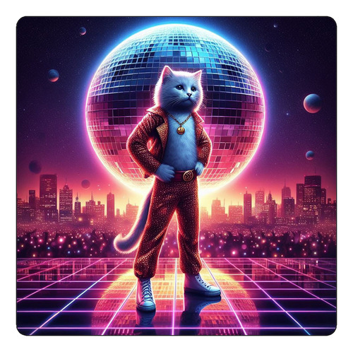 Mousepad Gato Disco Disfrazado De Bailarin Bola