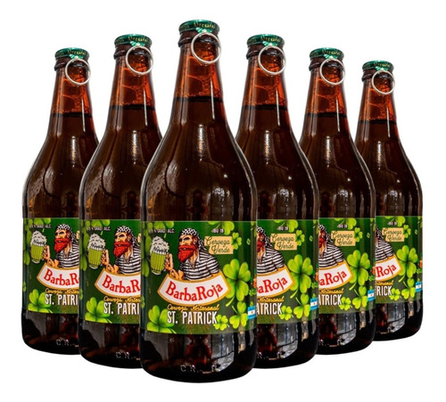 Cerveza Barba Roja Verde San Patricio Pack X 6 X 500ml.
