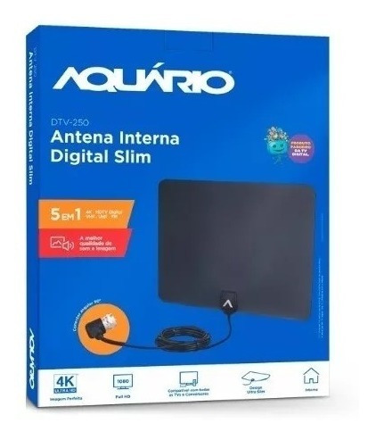 Antena Slim Digital Tv Uhf Vhf Hd Fm Super Fina Compacta