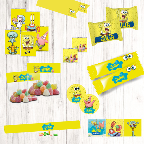 Kit Imprimible Personalizado Cumpleaños Bob Esponja