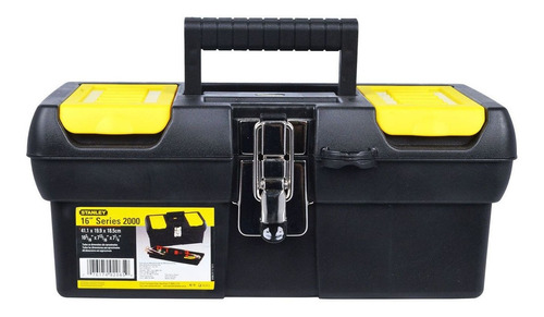Imagen 1 de 5 de Caja de herramientas Stanley 16-013 de plástico 206mm x 403mm x 181mm negra y amarilla