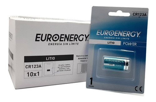 Caja X10 Pilas Cr-123a Euroenergy 3v Litio Camaras Sensores