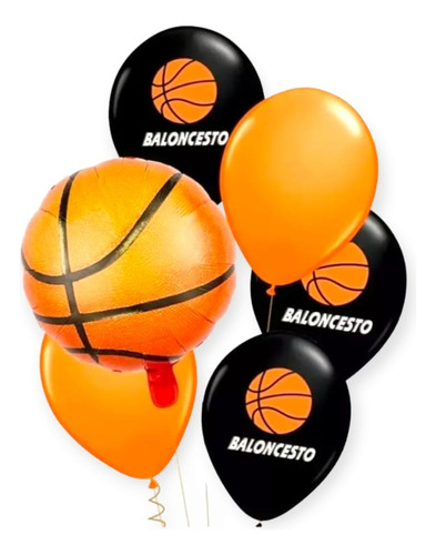 Set 6 Globos Basketball, Basquetball Cotillon Cumpleaños 