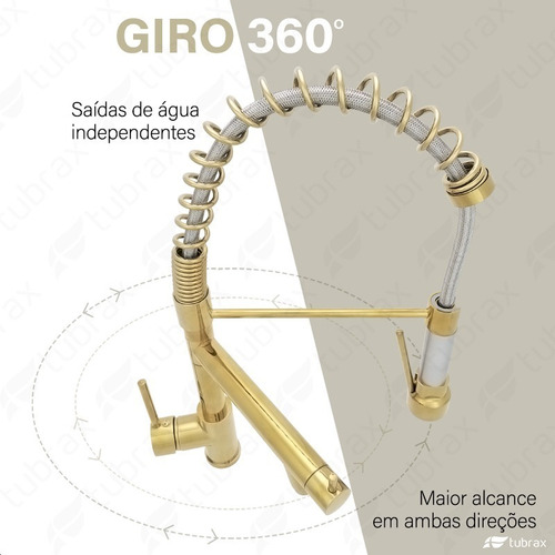 Torneira Cozinha Gourmet Monocomando Dourada Gold