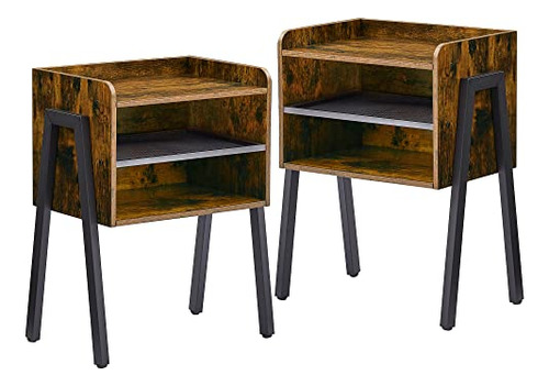 Industrial Nightstand Set Of 2 Side End Table/stackable...