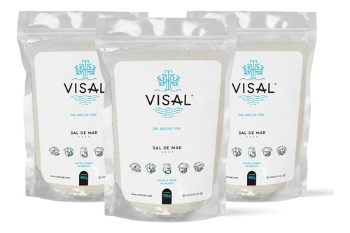 Visal® Sal De Mar. 100% Pura, Natural Y Artesanal 3 Bolsas