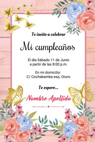 Tarjeta Invitación Digital Cumpleaños Bautizos  Whatsapp