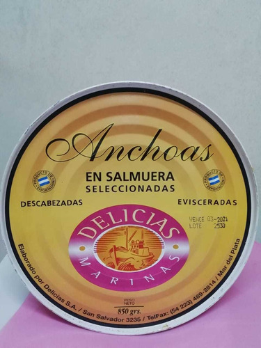 Anchoas En Salmuera X 850 Gr. 