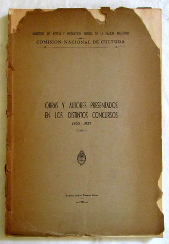 Comision Nacional De Cultura Obras Autores Concursos 1933 37