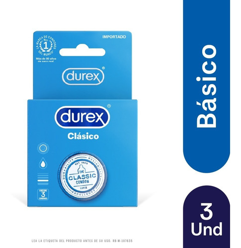 Condones Durex Clásico X 3 Und - Unidad a $3593