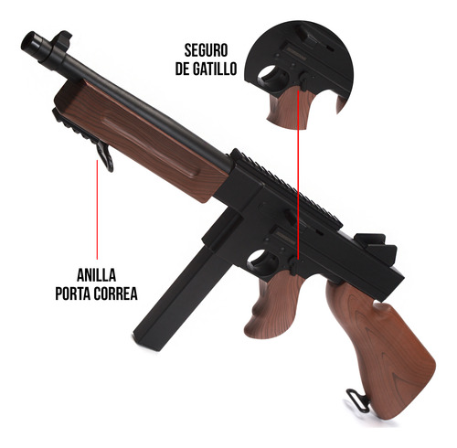 Sub Fusil Resorte Airsoft Negro Y Marrón Balines 6mm Airsoft Negro Y Marrón 6 Mm